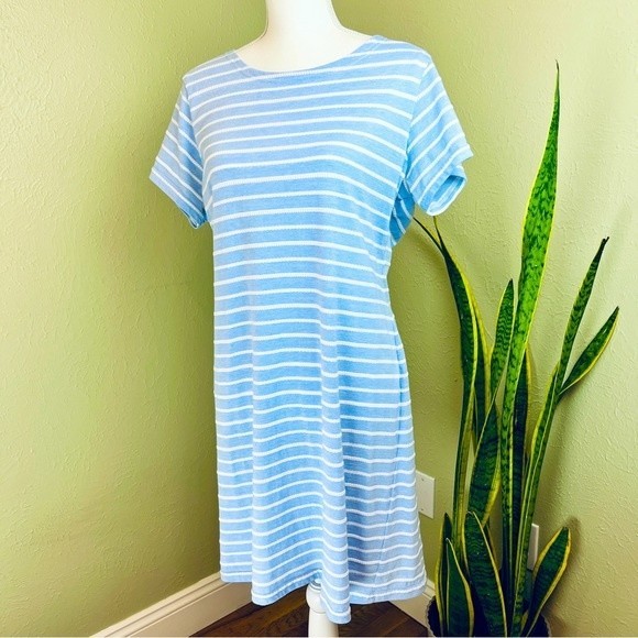 SAIL TO SABLE STS Blue Stripe Shift Dress XL Shirt Nautical Fisherman Coastal - Picture 1 of 9